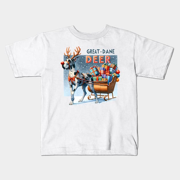 Great Dane Deer Kids T-Shirt by  Big Foot Shirt Shop